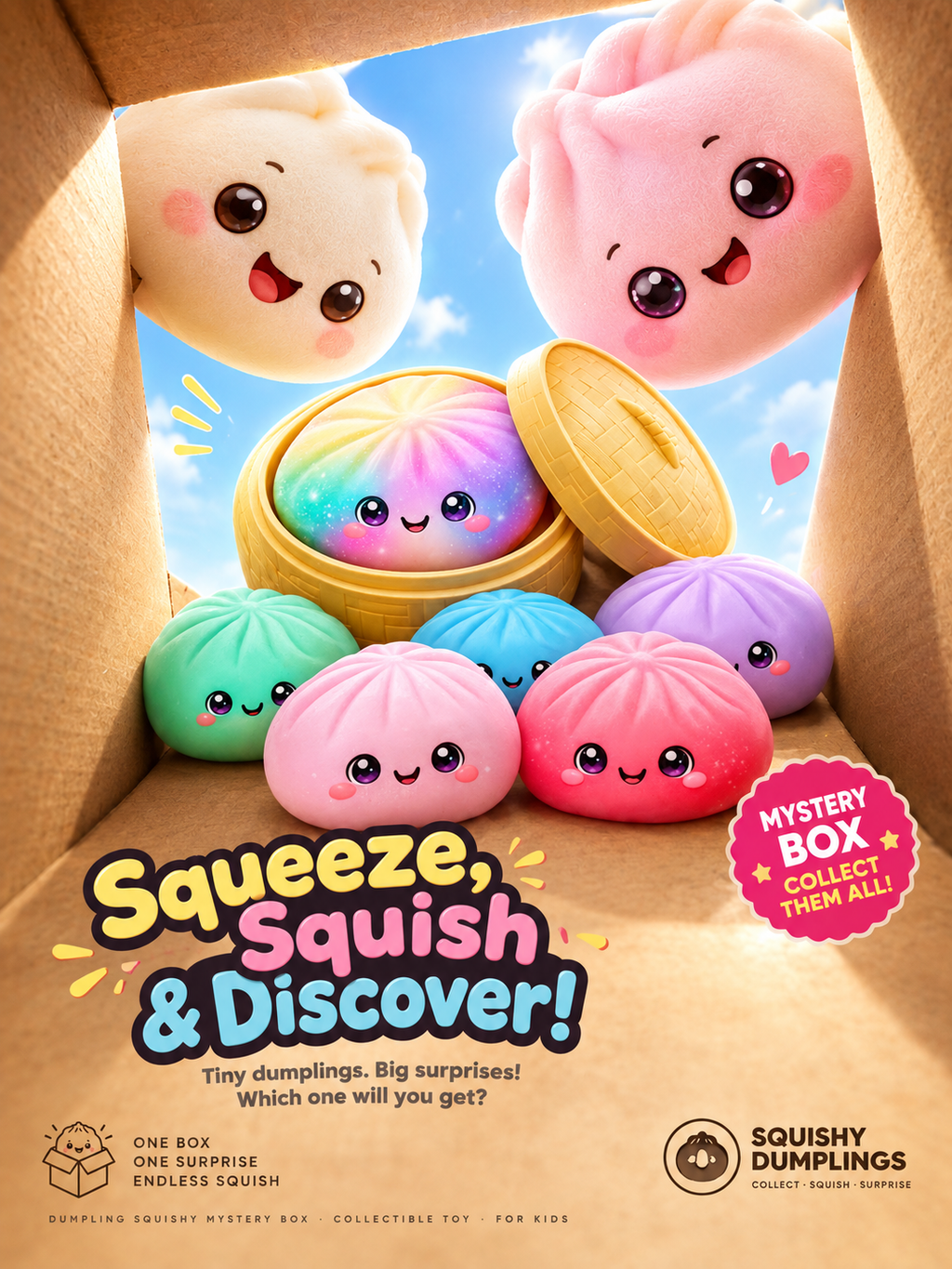 Dumpling Squishy Mystery Box for Kids