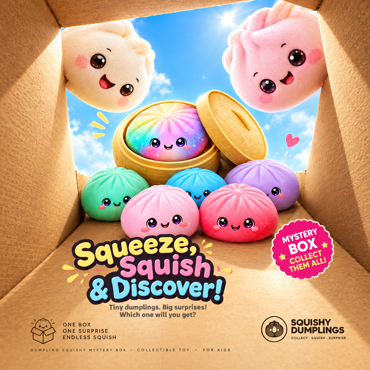 Dumpling Squishy Mystery Box for Kids