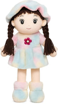 Plushberry Soft Hat Plush Doll | Cute Stuffed Rag Doll With Braided Hair | Birthday Gift